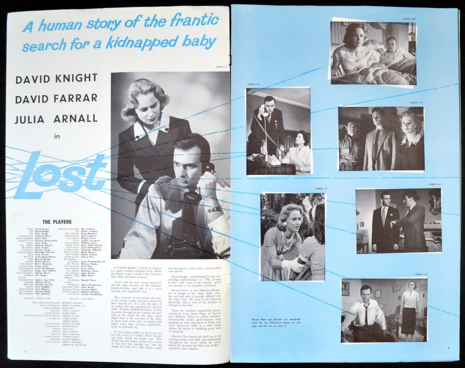 LOST 1956 David Farrar, David Knight, Julia Arnall, Thora Hird UK PRESSBOOK, image 3