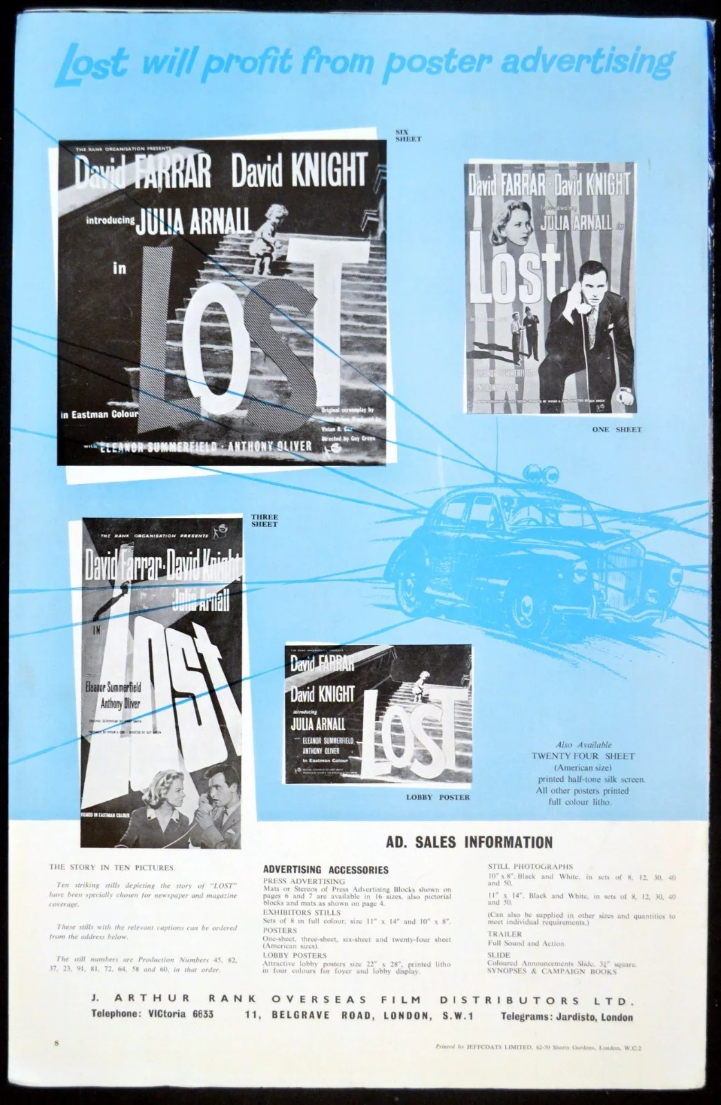 LOST 1956 David Farrar, David Knight, Julia Arnall, Thora Hird UK PRESSBOOK, image 5