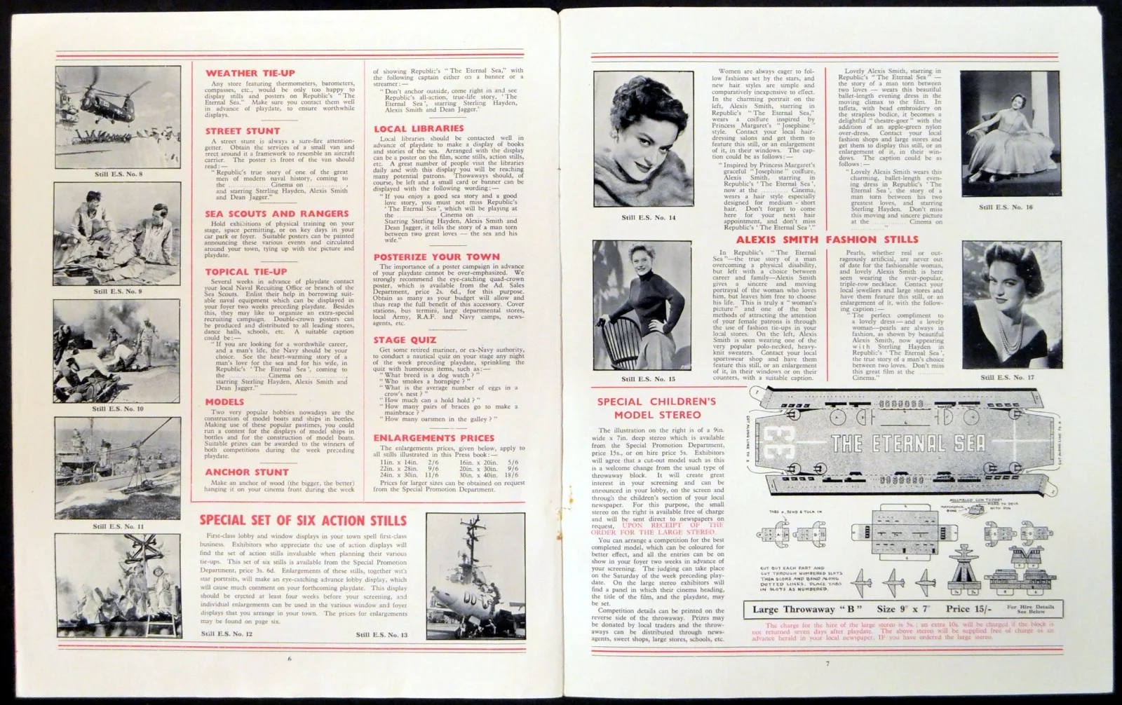 ETERNAL SEA 1955 Sterling Hayden, Alexis Smith, Dean Jagger UK CAMPAIGN BOOK, изображение 3