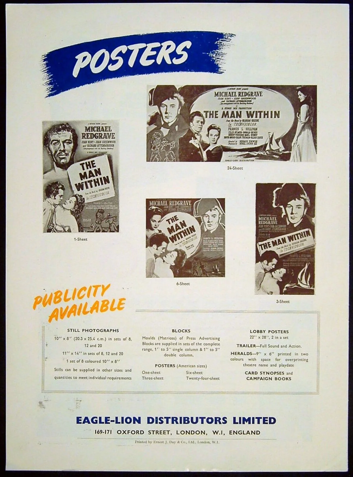 MAN WITHIN 1947 Michael Redgrave, Jean Kent, Joan Greenwood UK PRESSBOOK, изображение 4