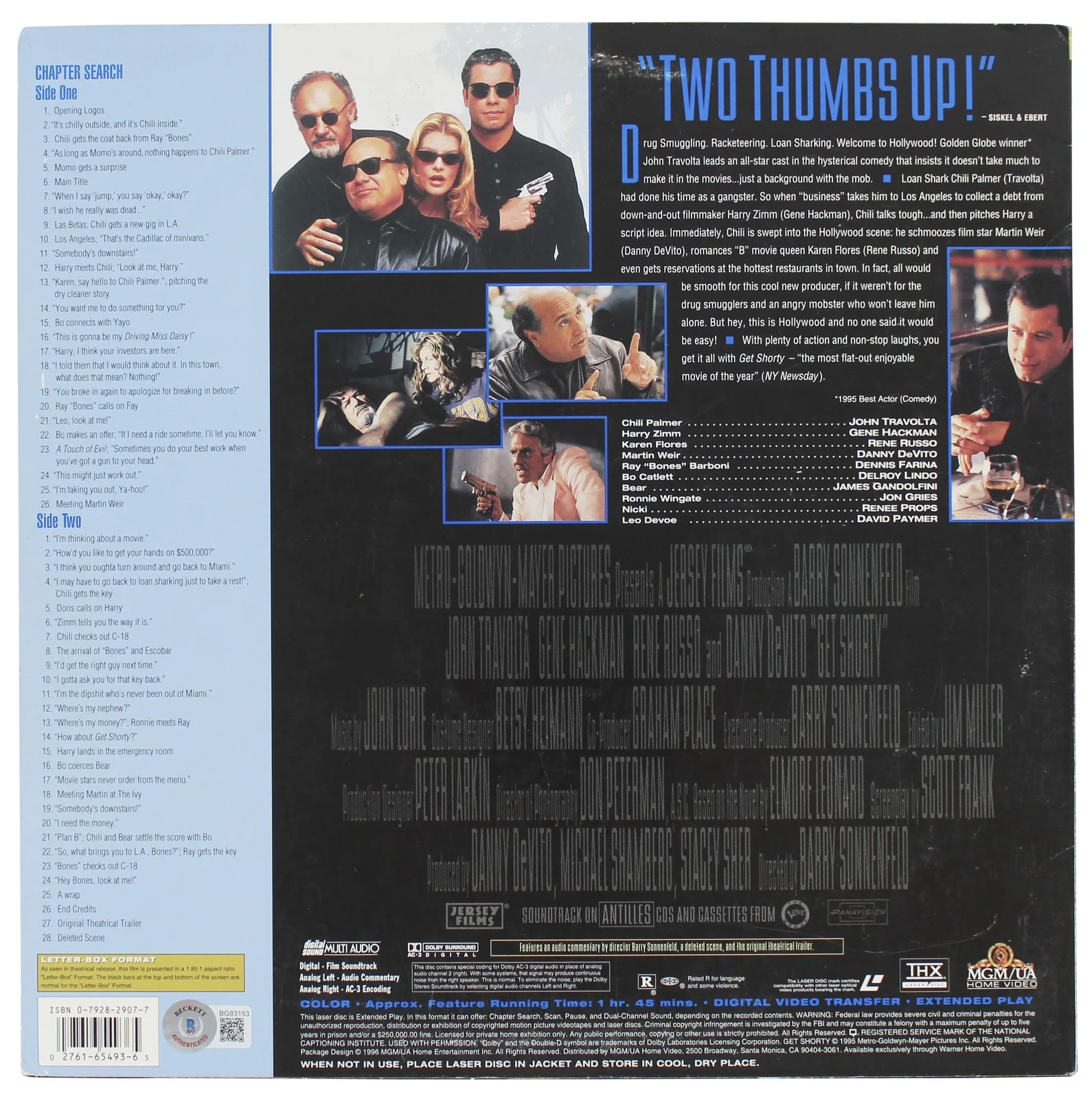 John Travolta — John Travolta Authentic Signed Get Shorty Laserdisc Without Disc BAS #BG83153, image 3