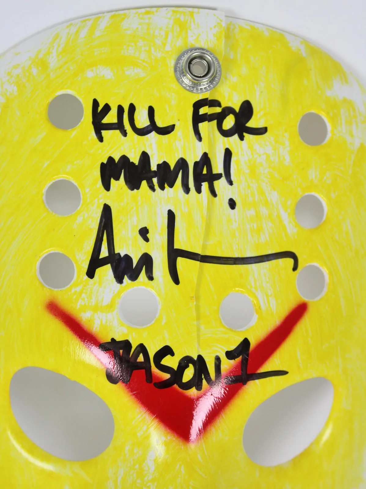 Ari Lehman — Ari Lehman Friday The 13th "Kill For Mama!" Signed Yellow Jason Mask BAS #D67491, изображение 2