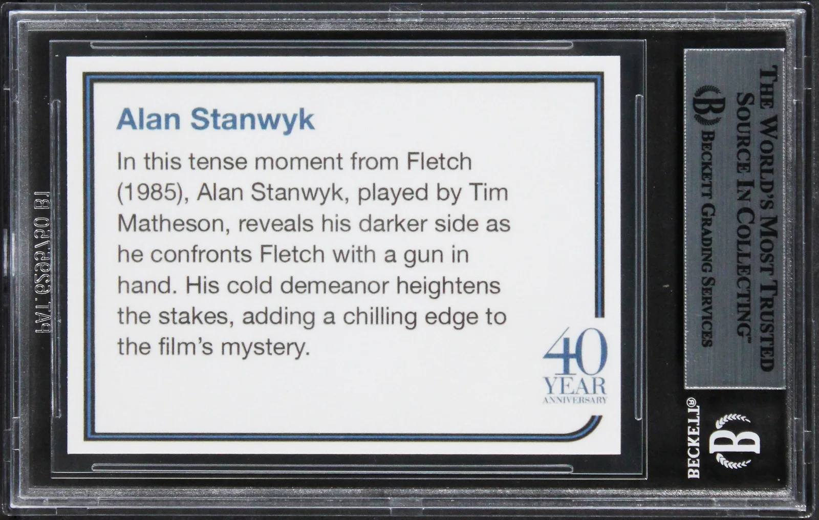 Tim Matheson — Tim Matheson Fletch Authentic Signed Custom Trading Card Card BAS Slabbed, image 2