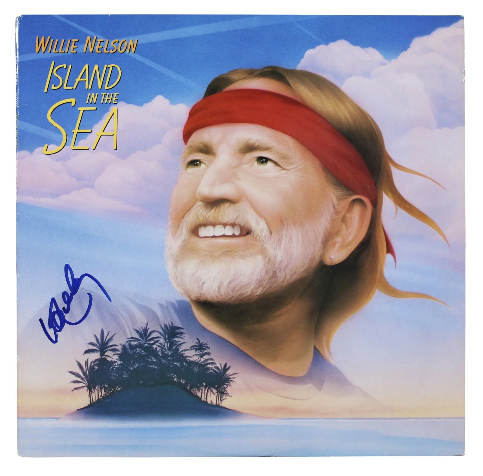Willie Nelson — Willie Nelson Signed Island in the Sea Album Cover W/ Vinyl BAS #BR41233, изображение 2