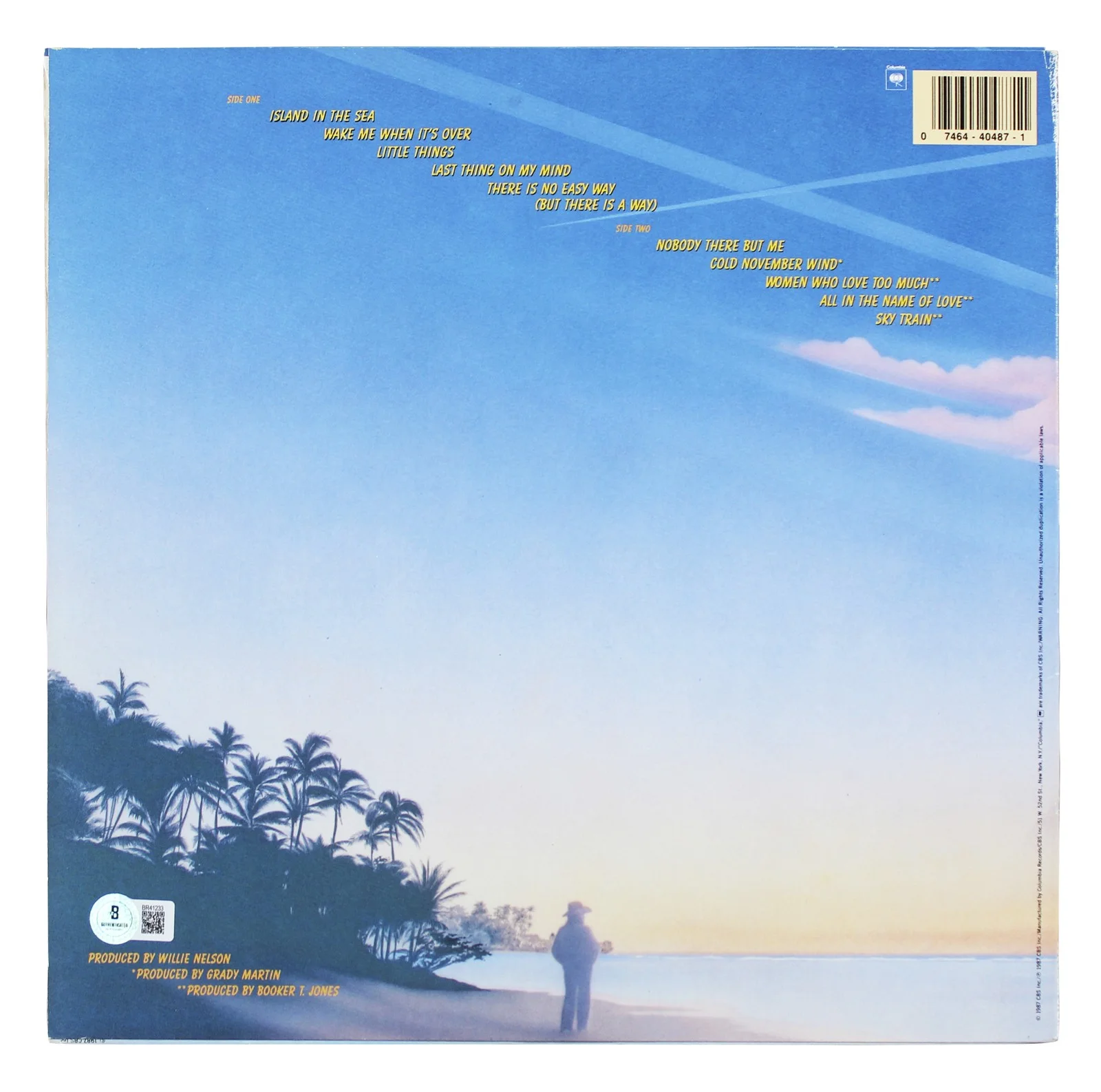 Willie Nelson — Willie Nelson Signed Island in the Sea Album Cover W/ Vinyl BAS #BR41233, изображение 4