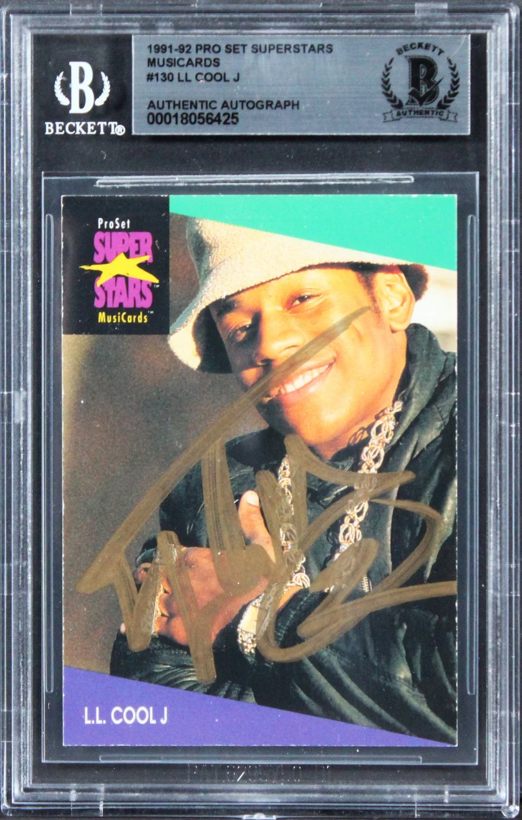 LL Cool J — LL Cool J Signed 1991 Pro Set Superstars Musicards #130 Card BAS Slabbed