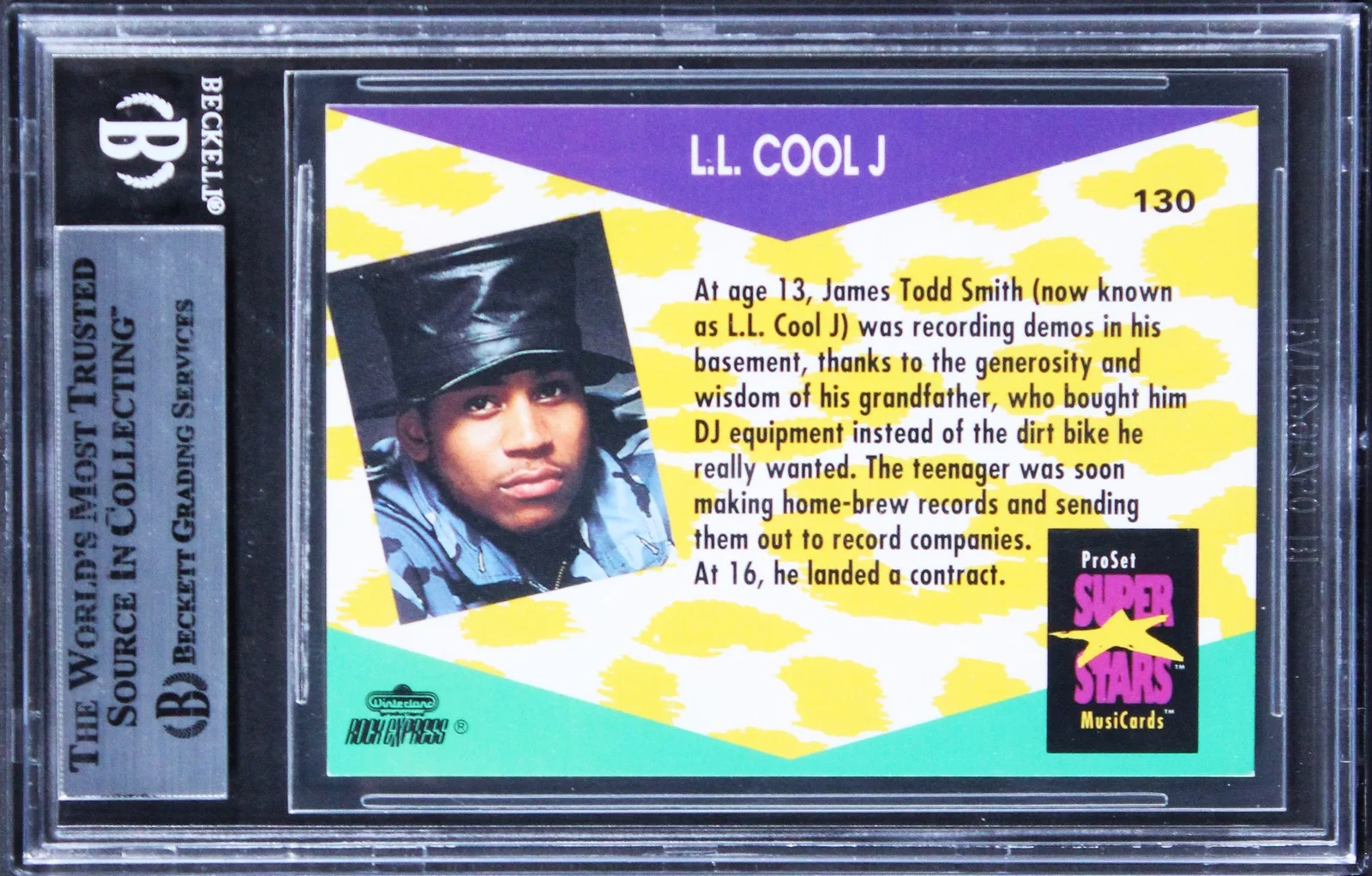 LL Cool J — LL Cool J Signed 1991 Pro Set Superstars Musicards #130 Card BAS Slabbed, image 2