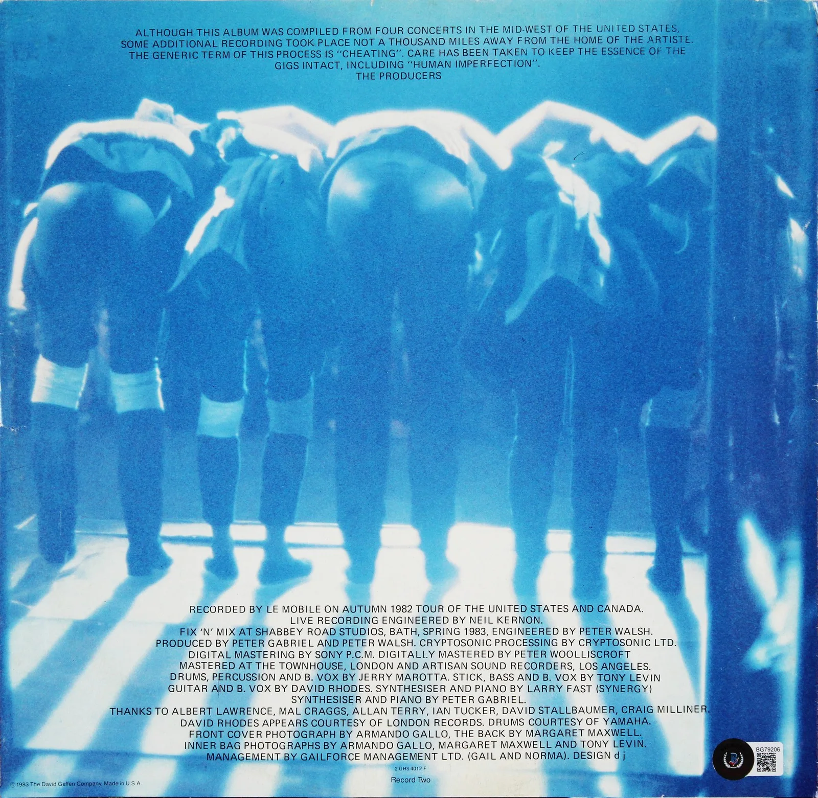 Peter Gabriel — Peter Gabriel Authentic Signed Album Sleeve Autographed BAS #BG79206, image 3