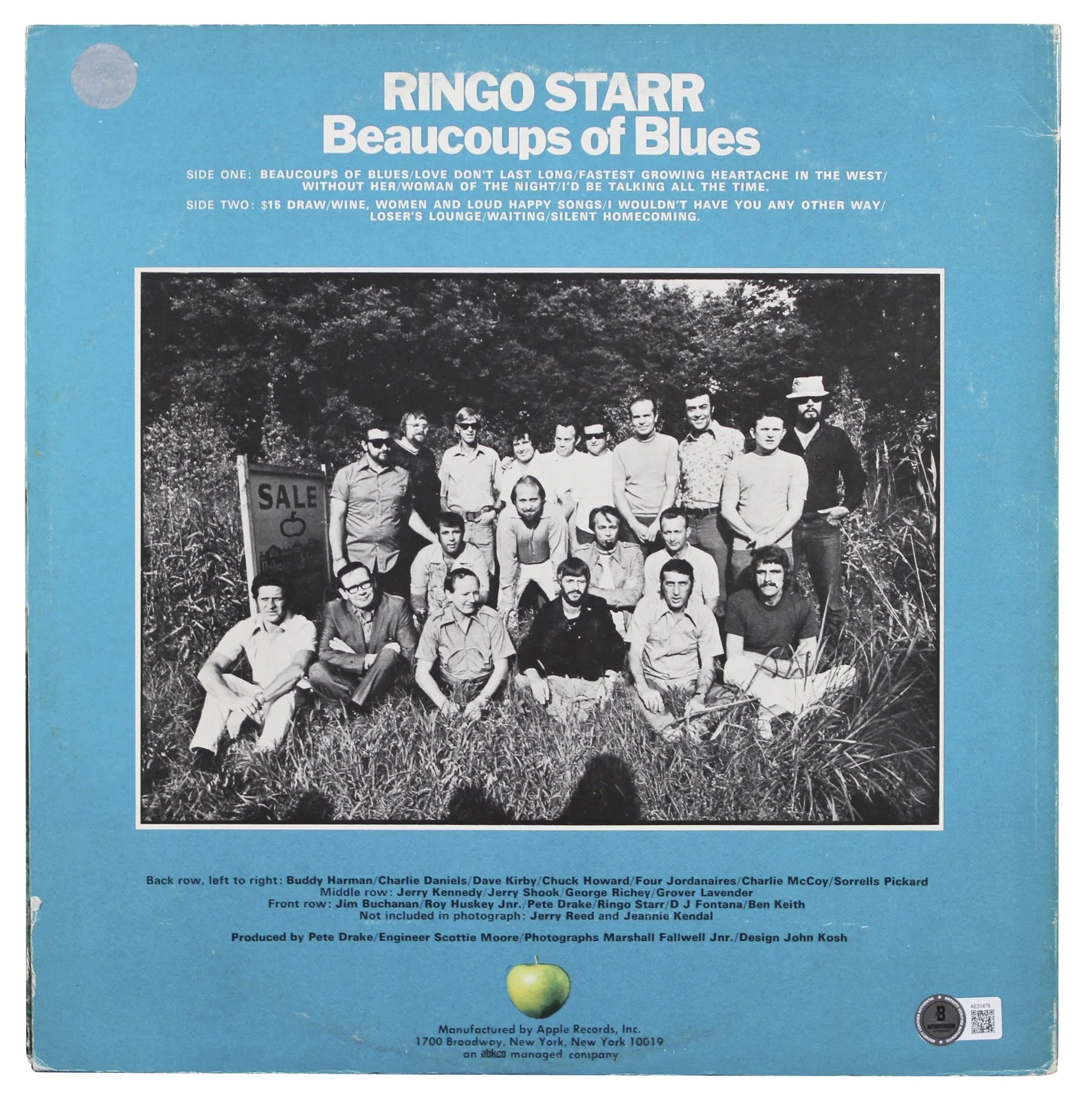 Ringo Starr — Ringo Starr Signed Beaucoups of Blues Album Cover W/ Vinyl BAS #AE31478, изображение 4