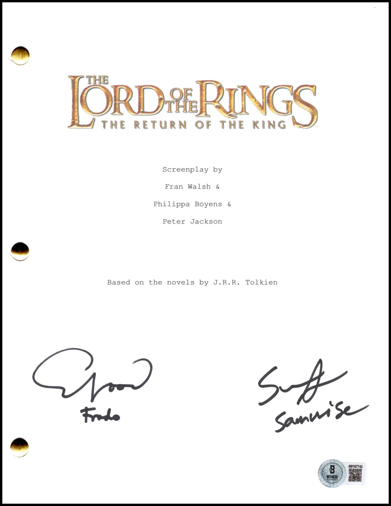 Sean Astin, Elijah Wood — Elijah Wood Sean Astin Signed Autograph Lord of the Rings Script w/ Beckett COA