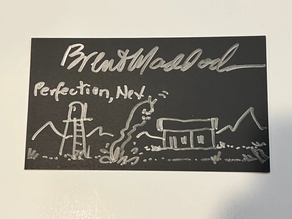 BRENT MADDOCK Hand Signed TREMORS SKETCH 3 3/4" x 6 1/2" Card, image 2
