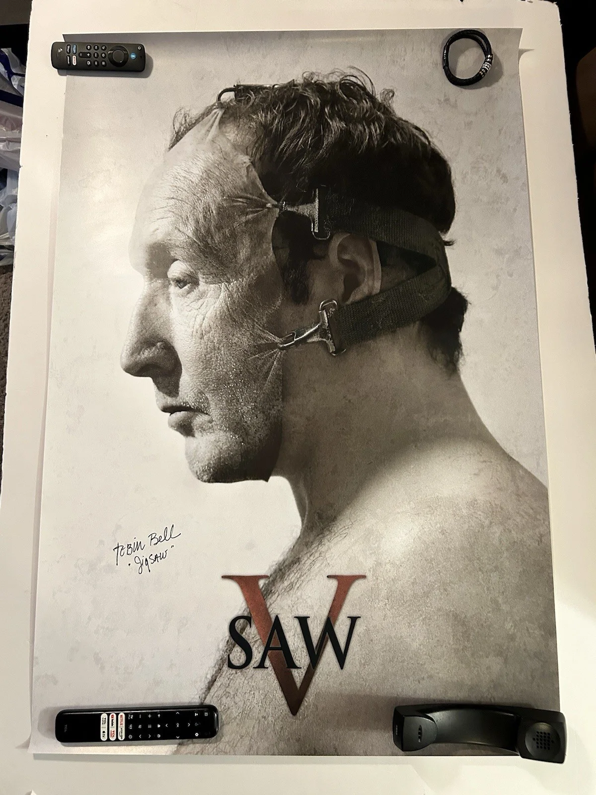 Tobin Bell — Jigsaw aka Tobin Bell Signed SAW 5 Movie Poster 27x40 JSA Certified COA