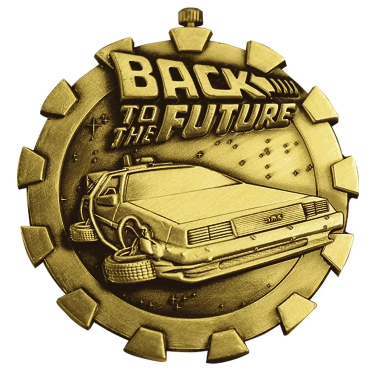 BACK TO THE FUTURE 24k Gold Plated Limited Edition Medallion BTTF DELOREAN 1985, image 4