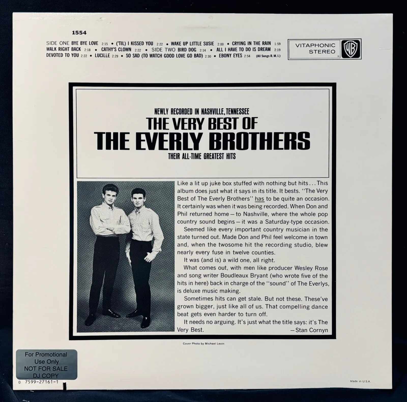 THE EVERLY BROTHERS Signed THE VERY BEST OF Promo Album~N Mint~Don & Phil Everly, изображение 2