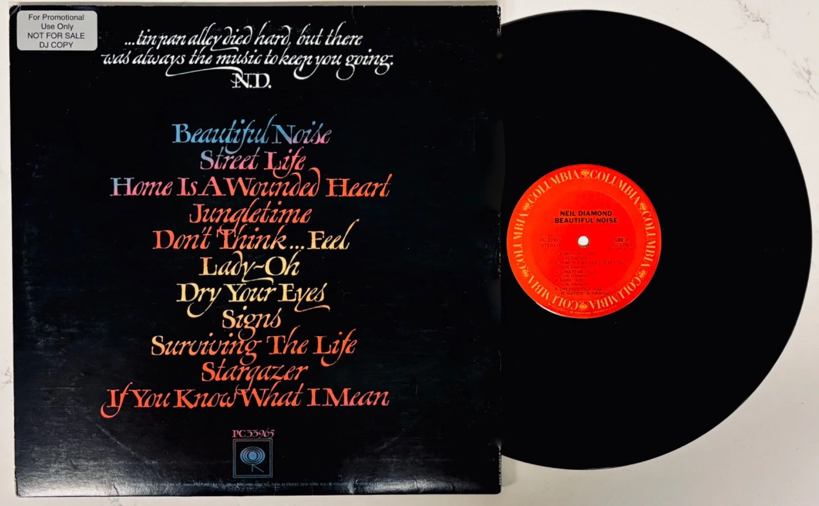 NEIL DIAMOND Signed BEAUTIFUL NOISE Promo/DJ Album~Singer Songwriter, изображение 2