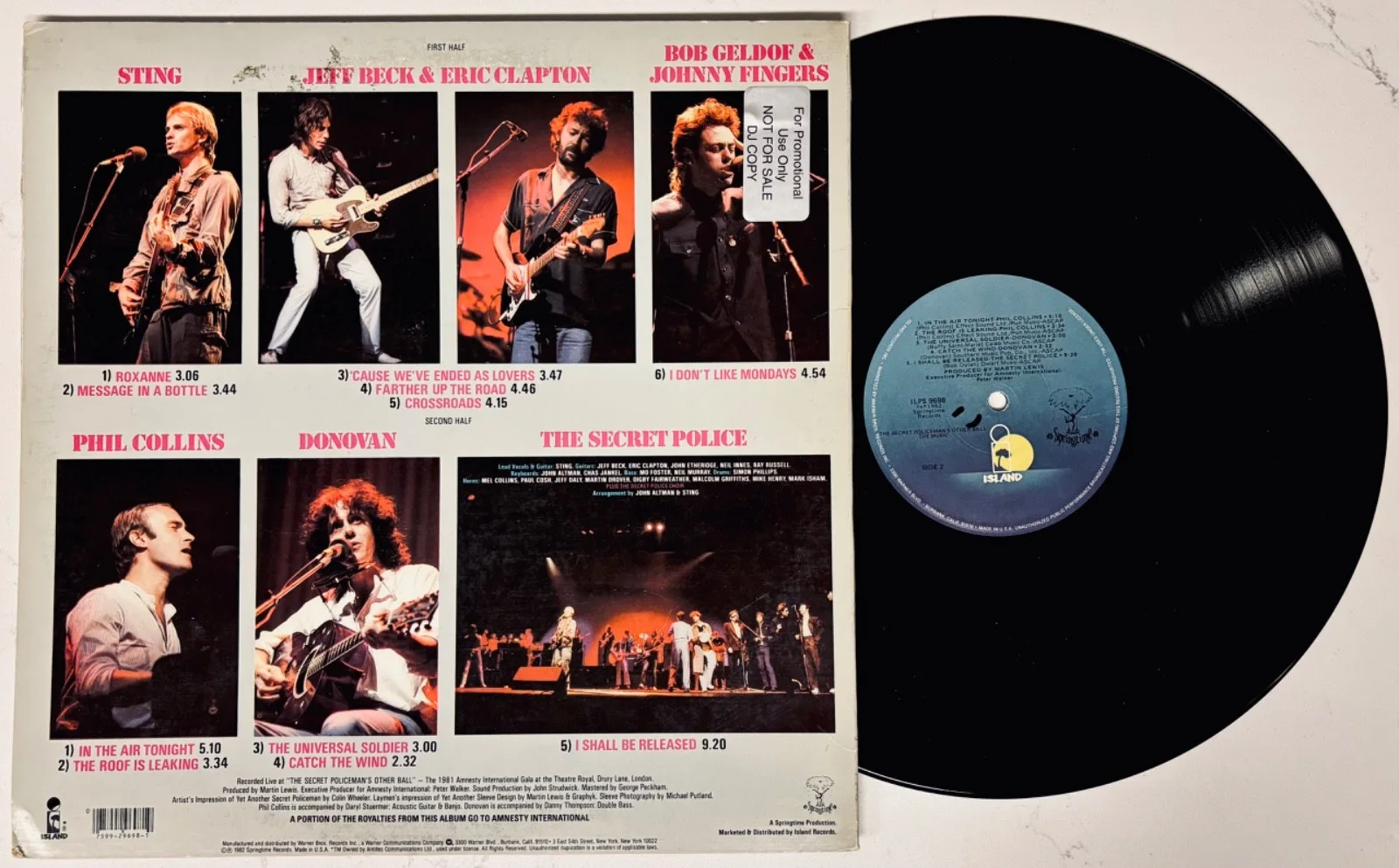 JEFF BECK Signed THE SECRET POLICEMAN'S BALL Promo/DJ Album~THE YARDBIRDS, изображение 2