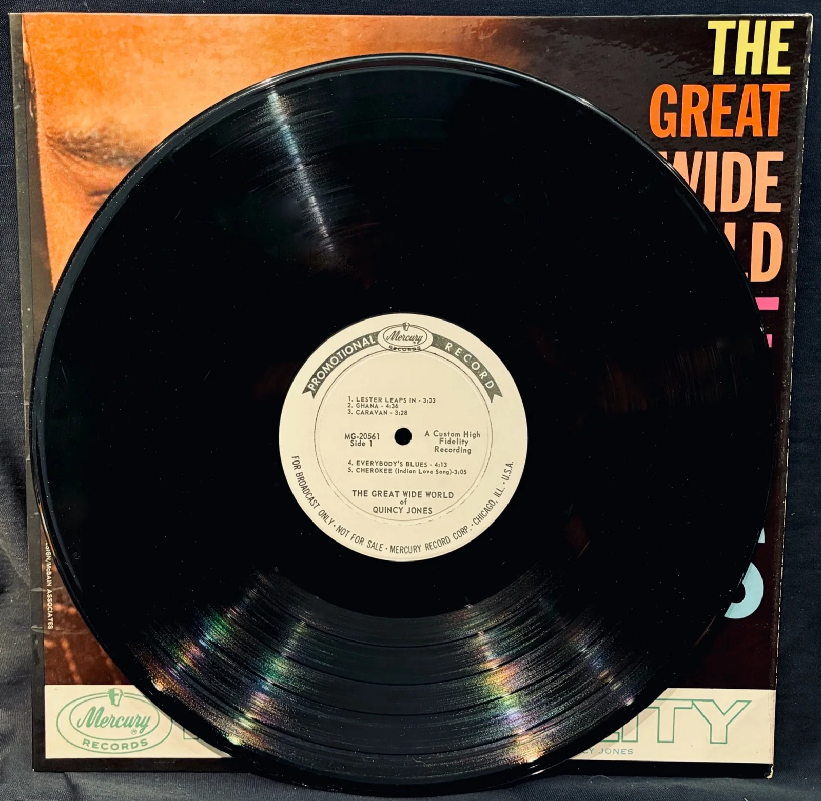 QUINCY JONES Signed THE GREAT WIDE WORLD Promotional White Label Album~Thriller, изображение 2