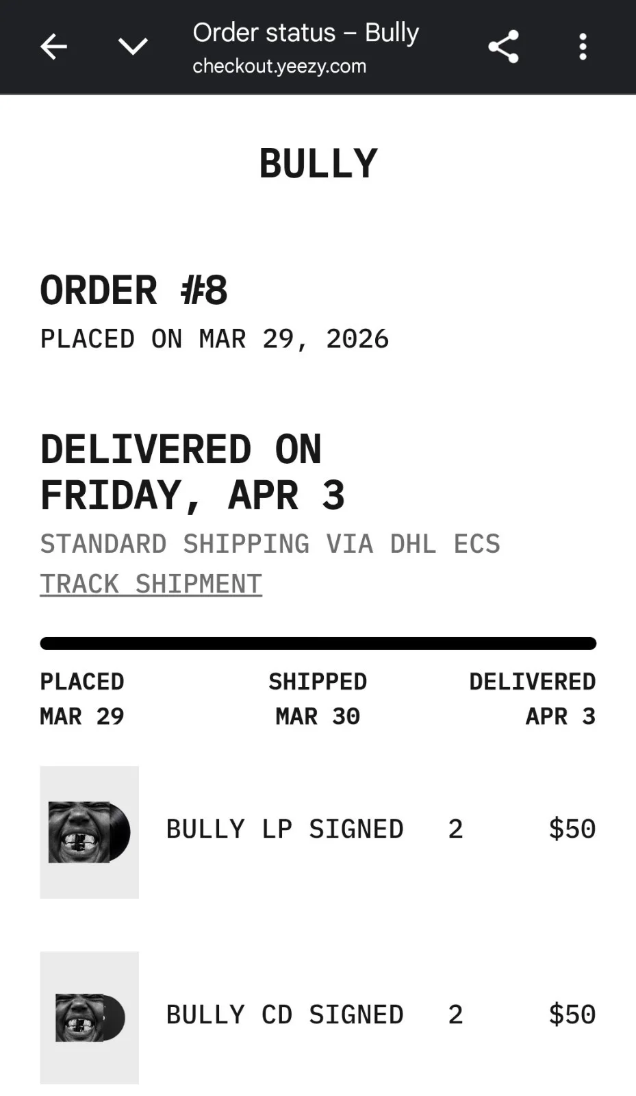 Bully CD Signed Autographed by Kanye West Ye from Yeezy BRAND NEW, image 4