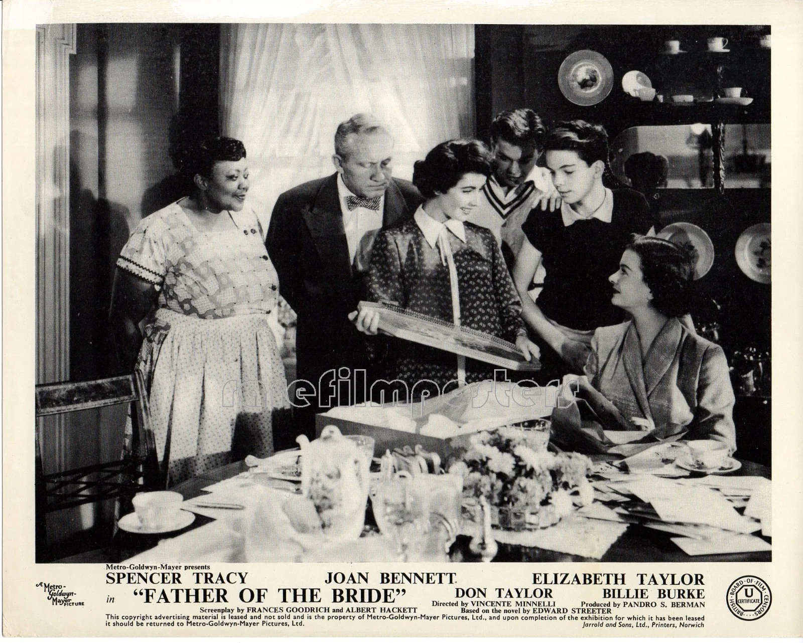 FATHER OF THE BRIDE 1950 Elizabeth Taylor, Spencer Tracy 4 UK 10x8 LOBBY CARDS, изображение 2