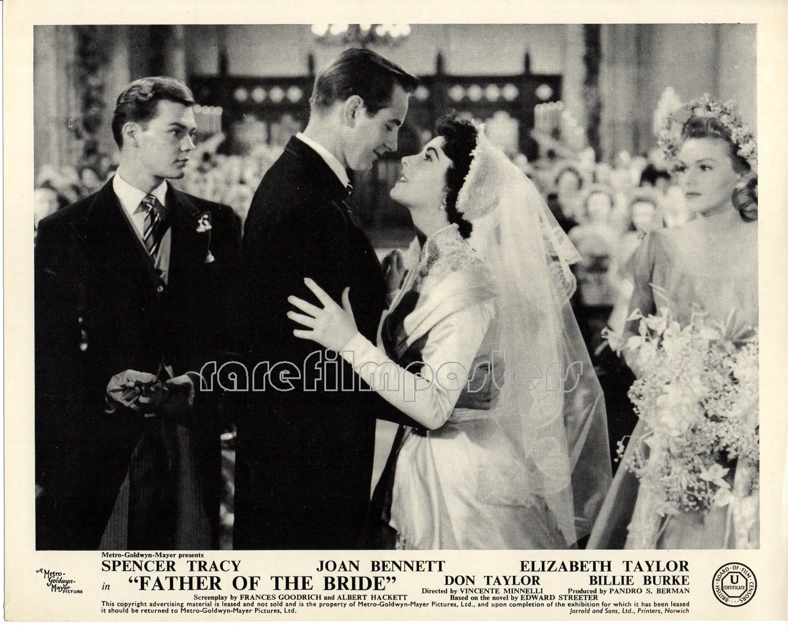 FATHER OF THE BRIDE 1950 Elizabeth Taylor, Spencer Tracy 4 UK 10x8 LOBBY CARDS, изображение 3