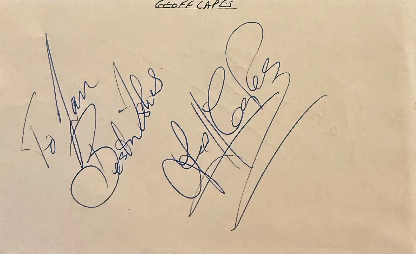 Patricia Brake, Geoff Capes — PATRICIA BRAKE & GEOFF CAPES Dual Signed Autograph 3x5 ALBUM PAGE LORNA DOONE, изображение 2