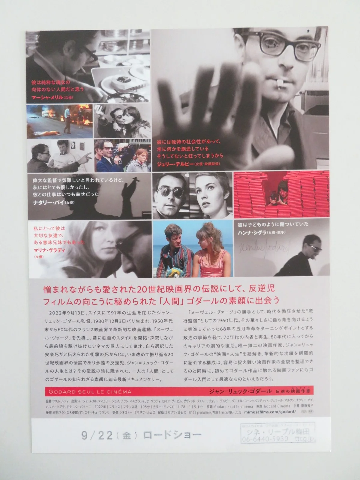 Godard Cinema Japanese Chirashi (B5) Poster Gouix Jean-Luc Godard 2022, изображение 3