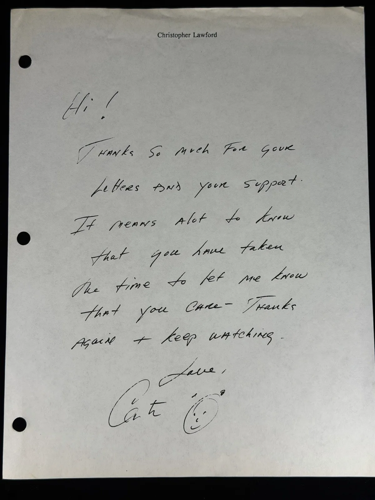 Christopher Lawford Signed Photo + Handwritten Note Kennedy Family Actor Author, изображение 2