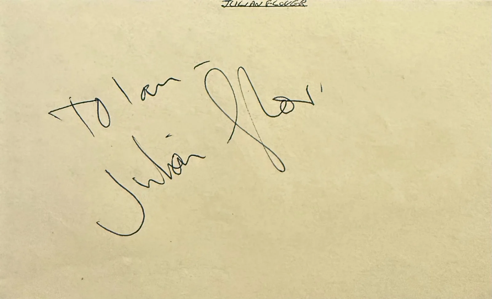 Julian Glover, Jane Carr — JULIAN GLOVER & JANE CARR Dual Signed Autographed 3"x5" ALBUM PAGE Indiana Jones