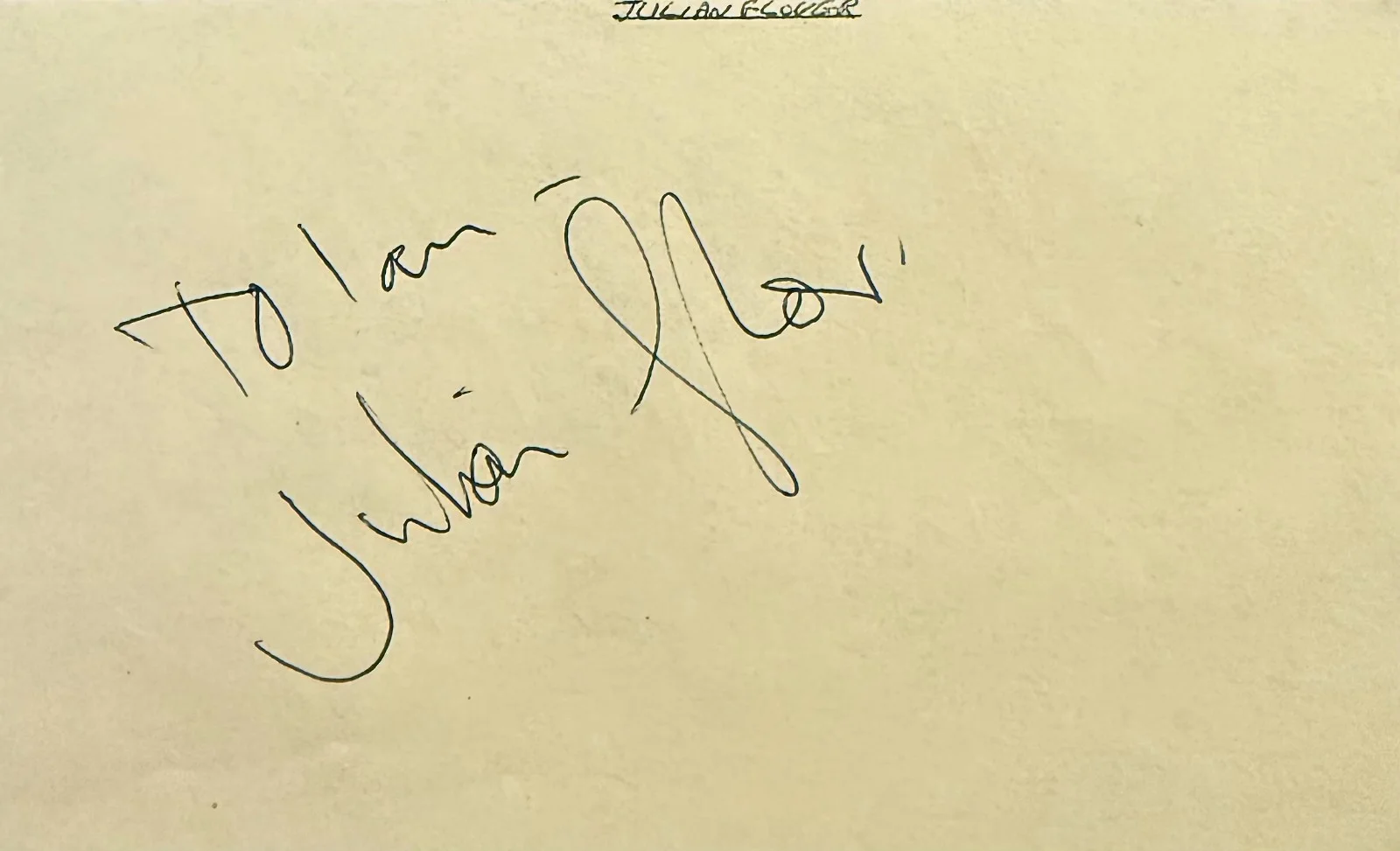 Julian Glover, Jane Carr — JULIAN GLOVER & JANE CARR Dual Signed Autographed 3"x5" ALBUM PAGE Indiana Jones, изображение 3