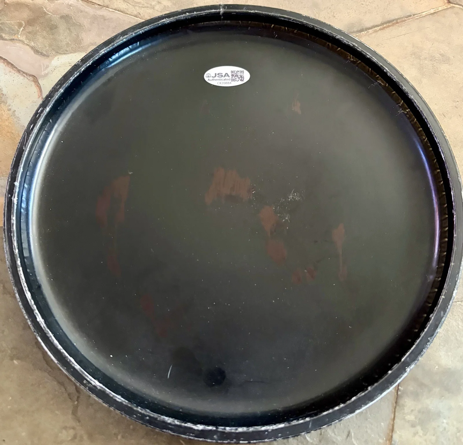 L@@K! Rolling Stones Drummer Charlie Watts SIGNED 8” Black Drumhead- JSA COA, image 3