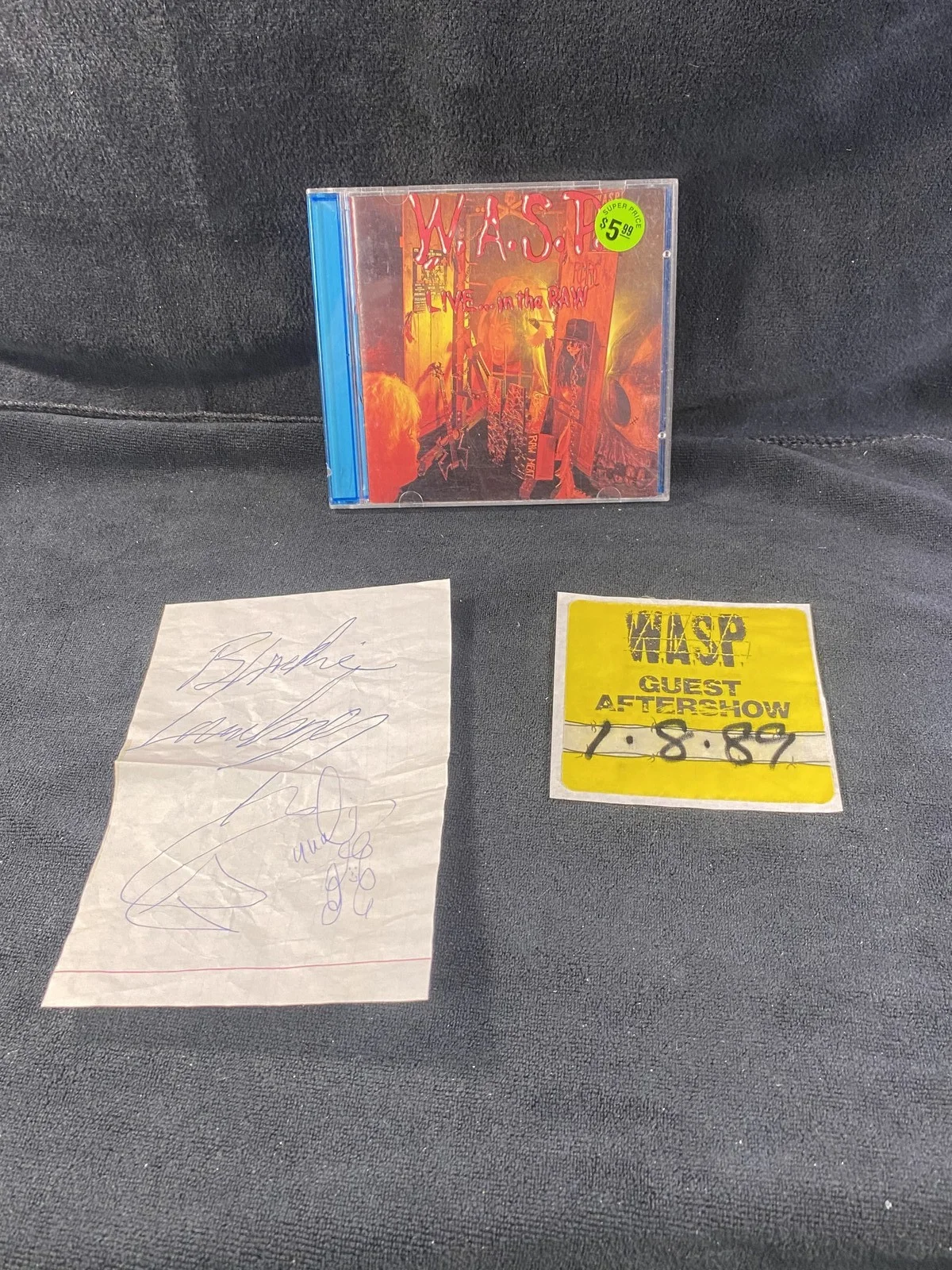 W.A.S.P. Live in the Raw CD Signed Autographs 1989 Guest Pass Heavy Metal, изображение 4