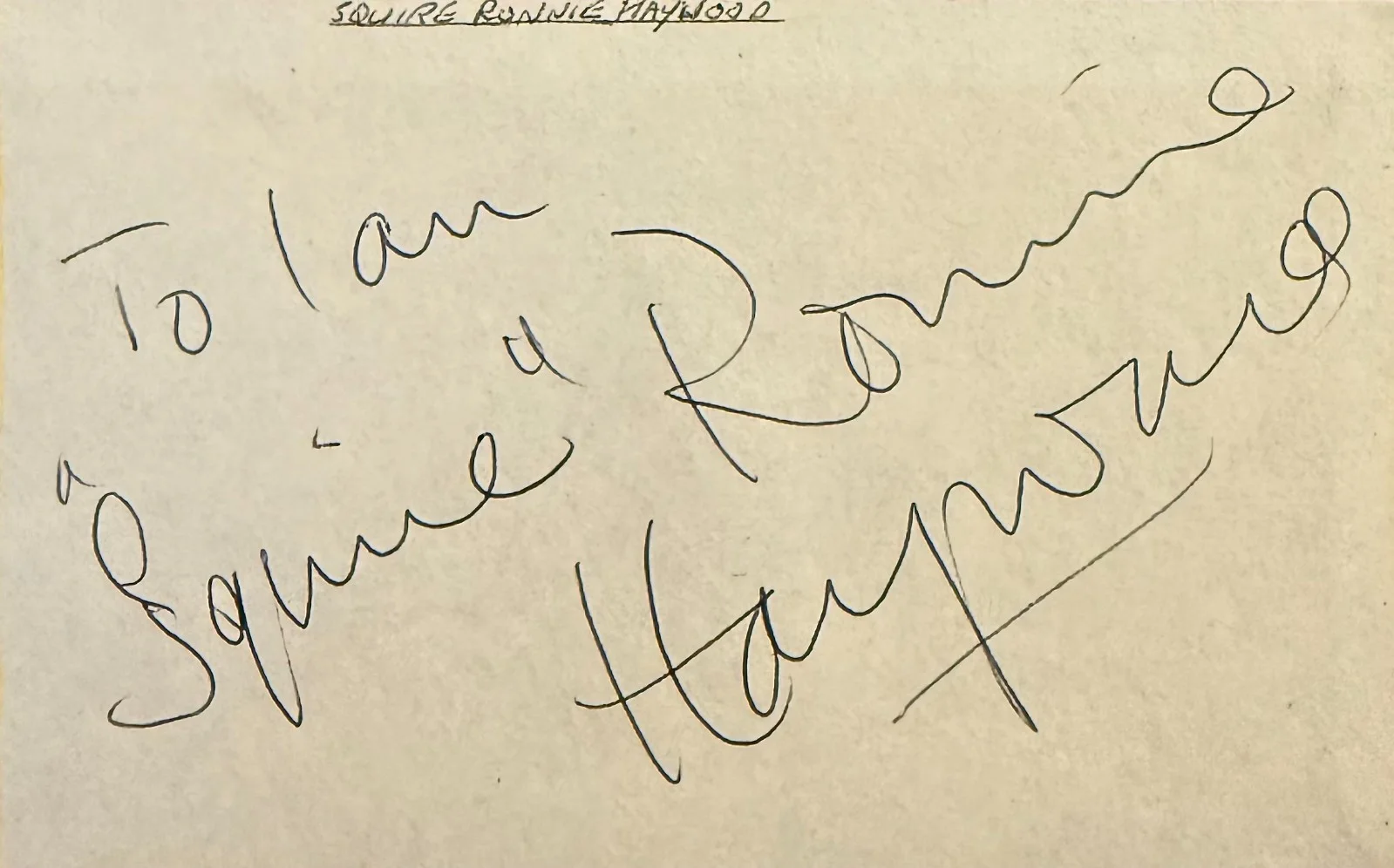 Squire Ronnie Hayward, David Butler — "SQUIRE" RONNIE HAYWARD & DAVID BUTLER Dual Signed Autographed 3x5 ALBUM PAGE