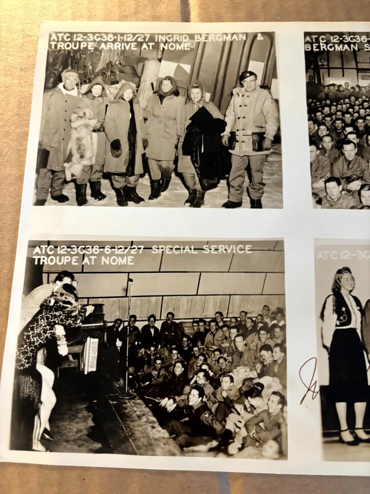Ingrid Bergman Very Rare Autographed 8/10 Photo WWII USO Alaska Rare Subject, изображение 2