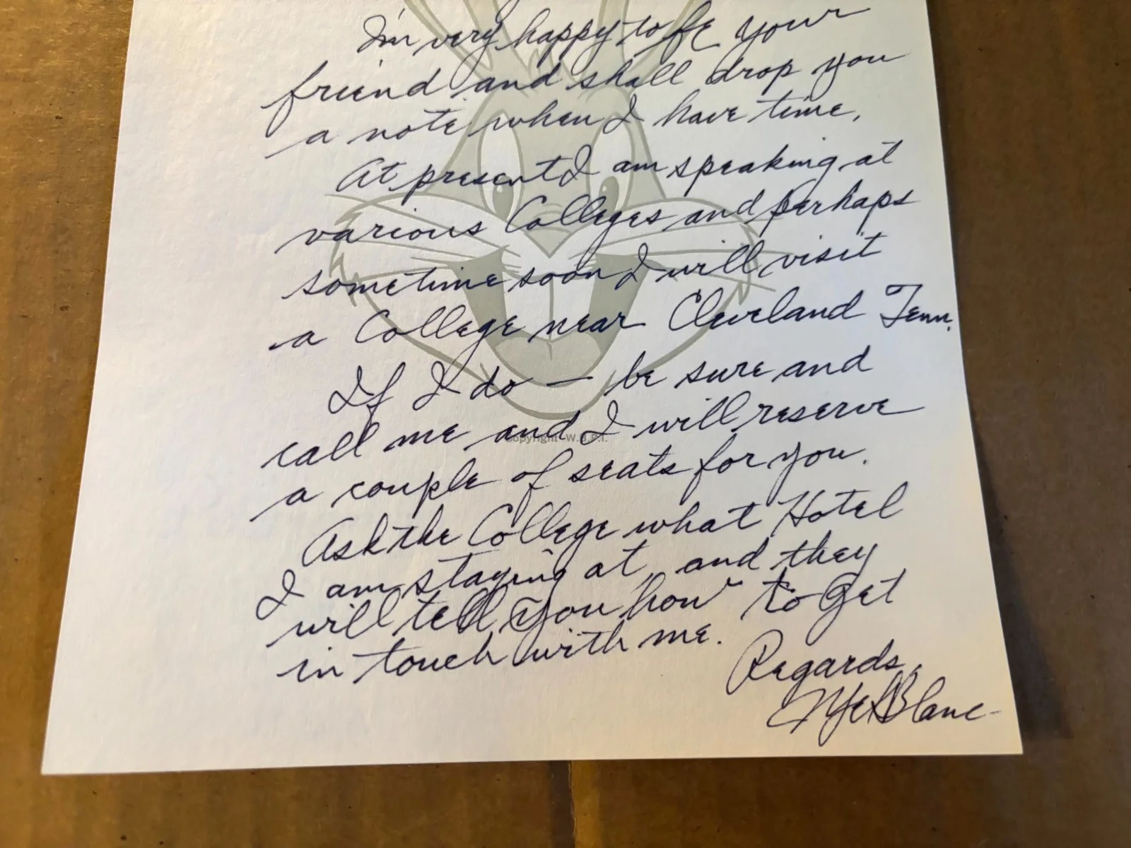 Mel Blanc Terrific Rare Autographed Handwritten Letter 1978 Bugs Bunny, image 5