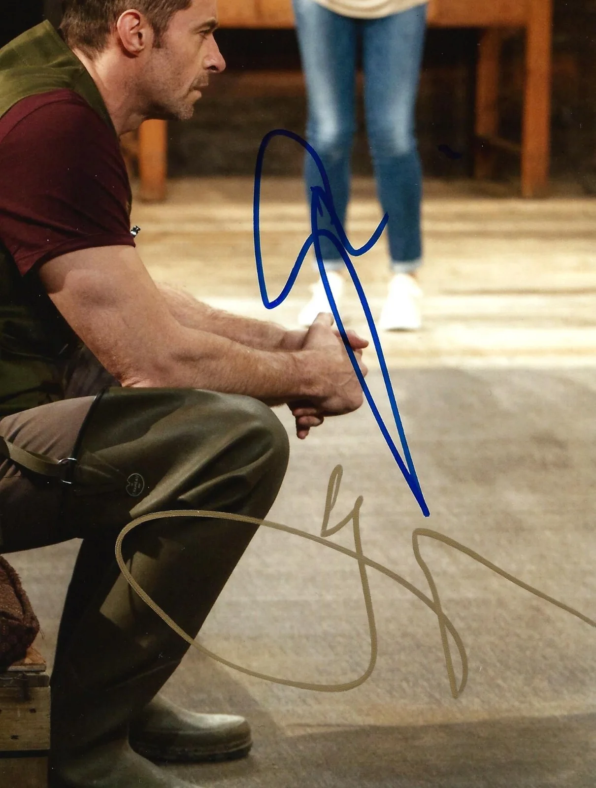 Hugh Jackmann, Cush Jumbo — Hugh Jackman & Cush Jumbo signed The River 8x10 Photo. Deadpool, Wolverine, изображение 2