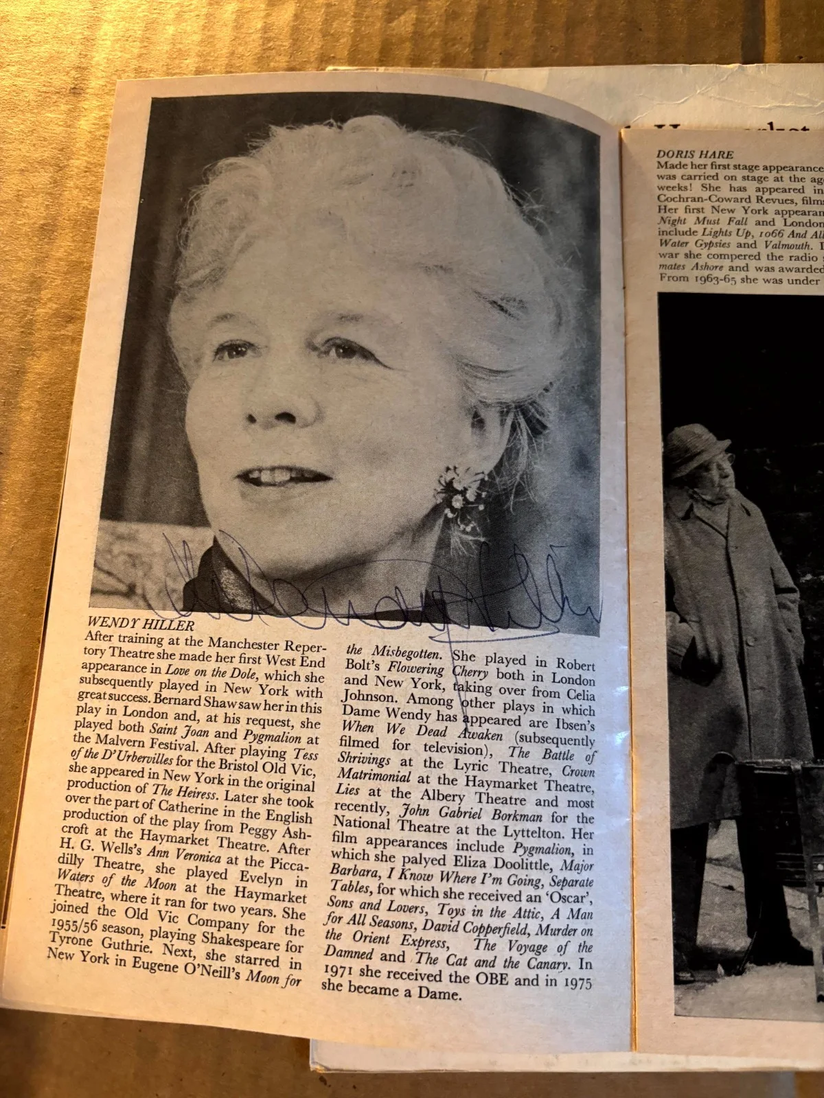 Ingrid Bergman & Wendy Hiller Rare 2x Autographed Playbill 70s, изображение 2