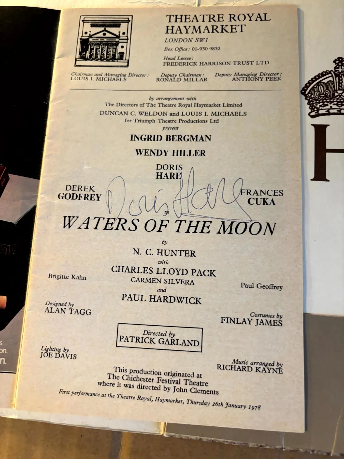 Ingrid Bergman & Wendy Hiller Rare 2x Autographed Playbill 70s, изображение 4