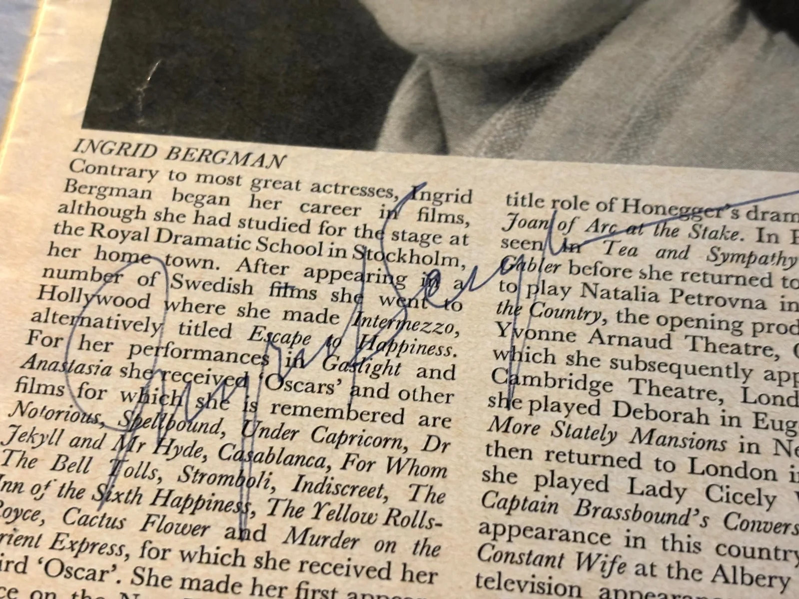 Ingrid Bergman & Wendy Hiller Rare 2x Autographed Playbill 70s, изображение 5