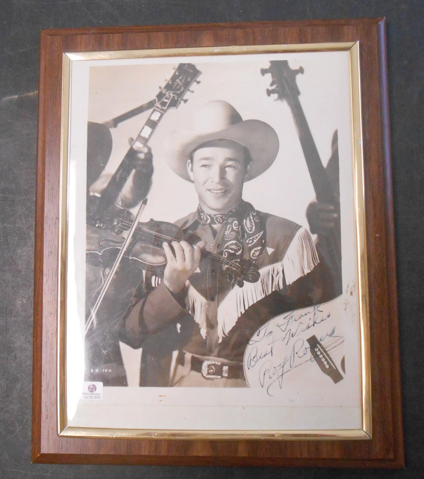 Roy Rogers — Rare Roy Rogers Hand Signed B&W 8x10 Photograph With COA Sticker, Framed, image 4