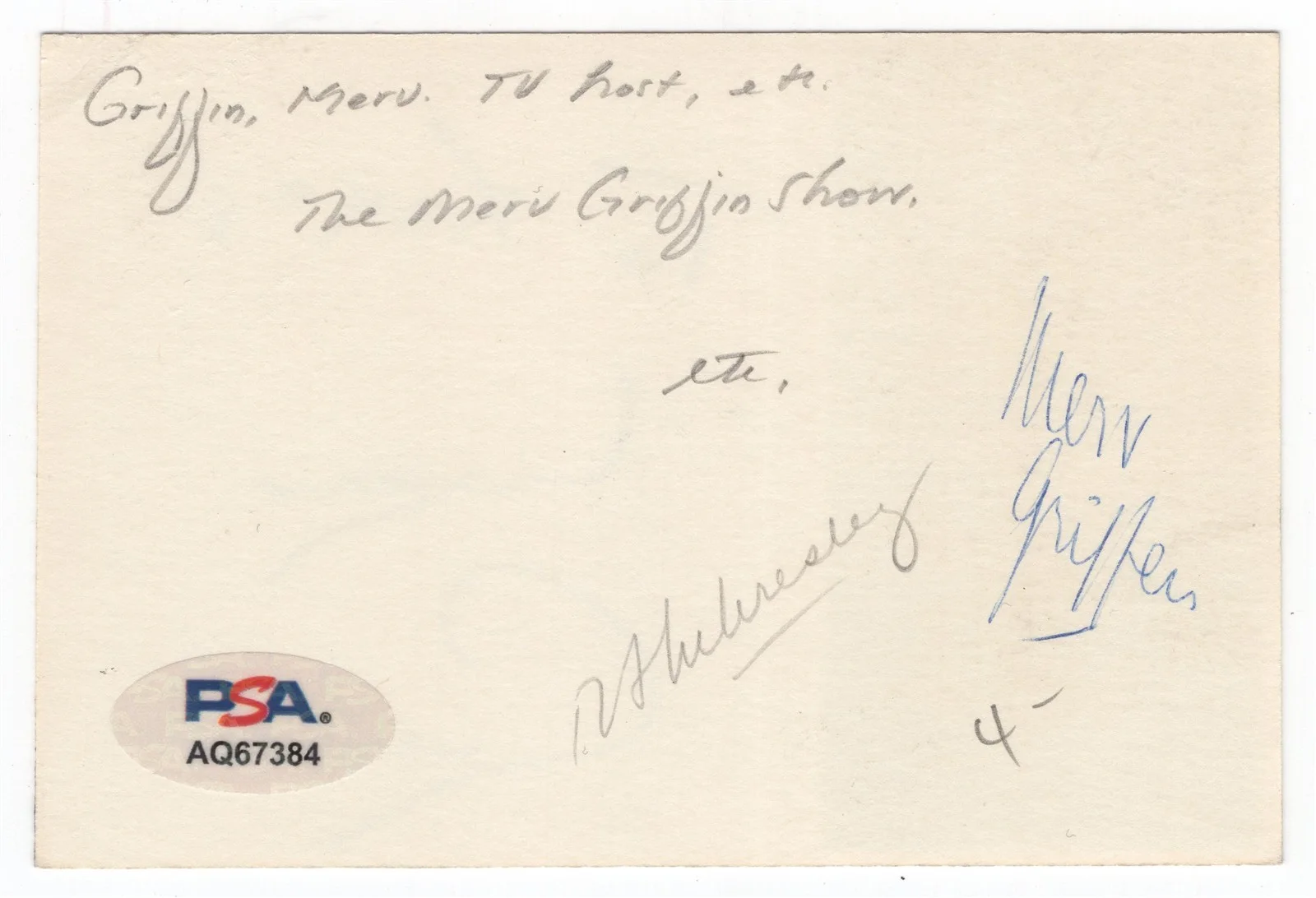 Merv Griffin — MERV GRIFFIN Autographed Cut PSA/DNA, image 2