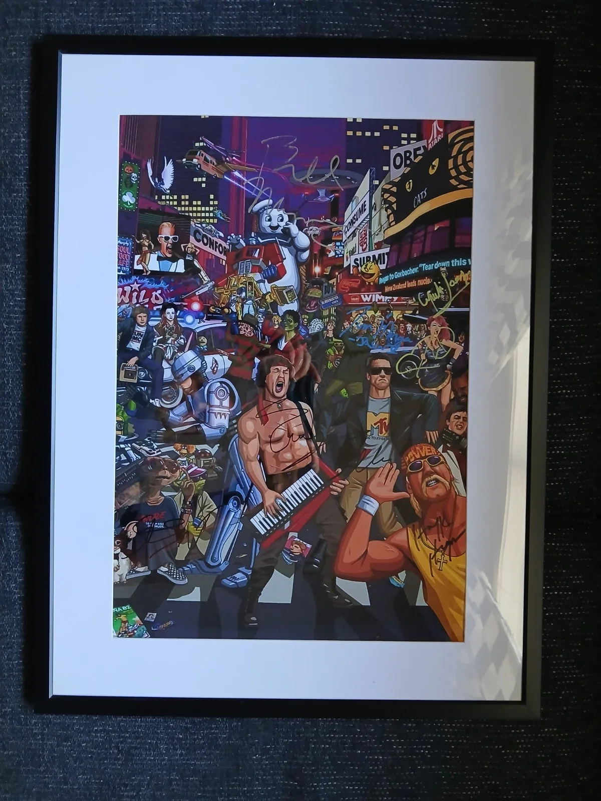 Hulk Hogan | Cindy Lauper | Bill Murray | Steven Spielberg — 1980s Hogan Lauper Murray Morgan Spielberg Autographed 13x19 Mini Poster