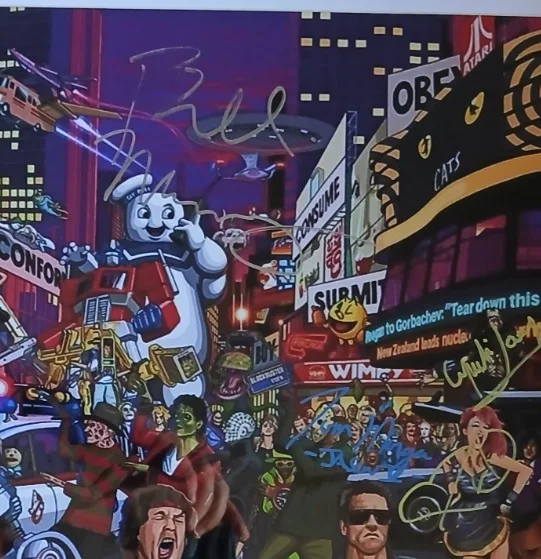 Hulk Hogan, Cindy Lauper, Bill Murray, Steven Spielberg — 1980s Hogan Lauper Murray Morgan Spielberg Autographed 13x19 Mini Poster, изображение 3