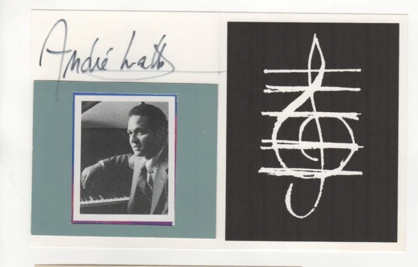 ANDRE WATTS lot 2 signed items greeting card sheet paper Pianist & Professor, изображение 2