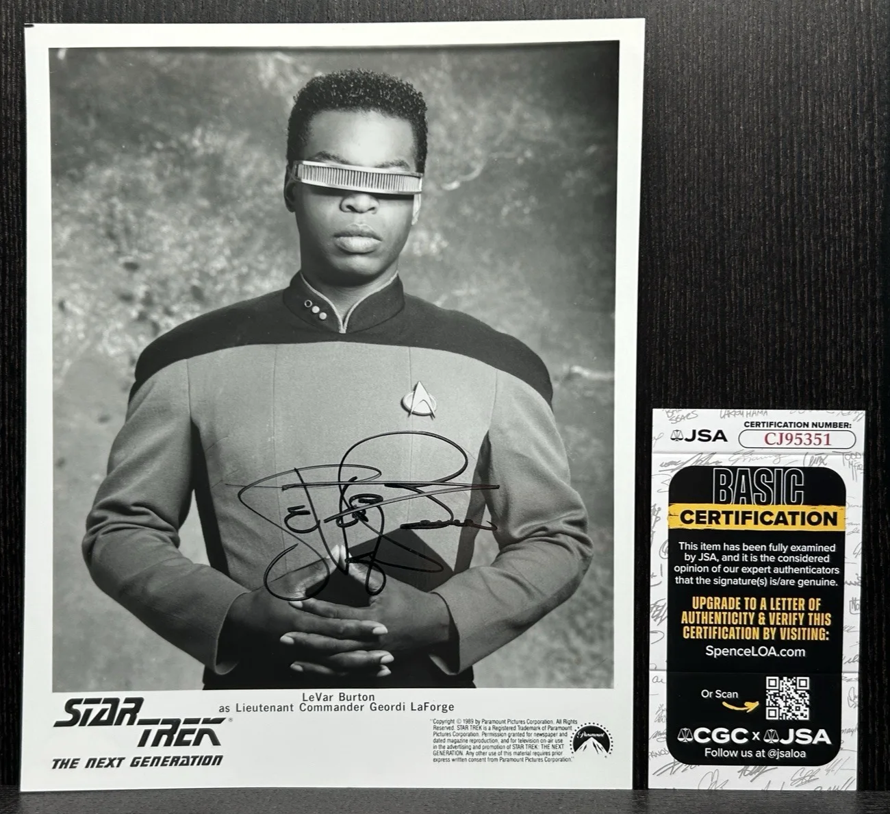 LeVar Burton — LEVAR BURTON SIGNED 1989 STAR TREK PHOTO Original Authentic Autograph JSA COA