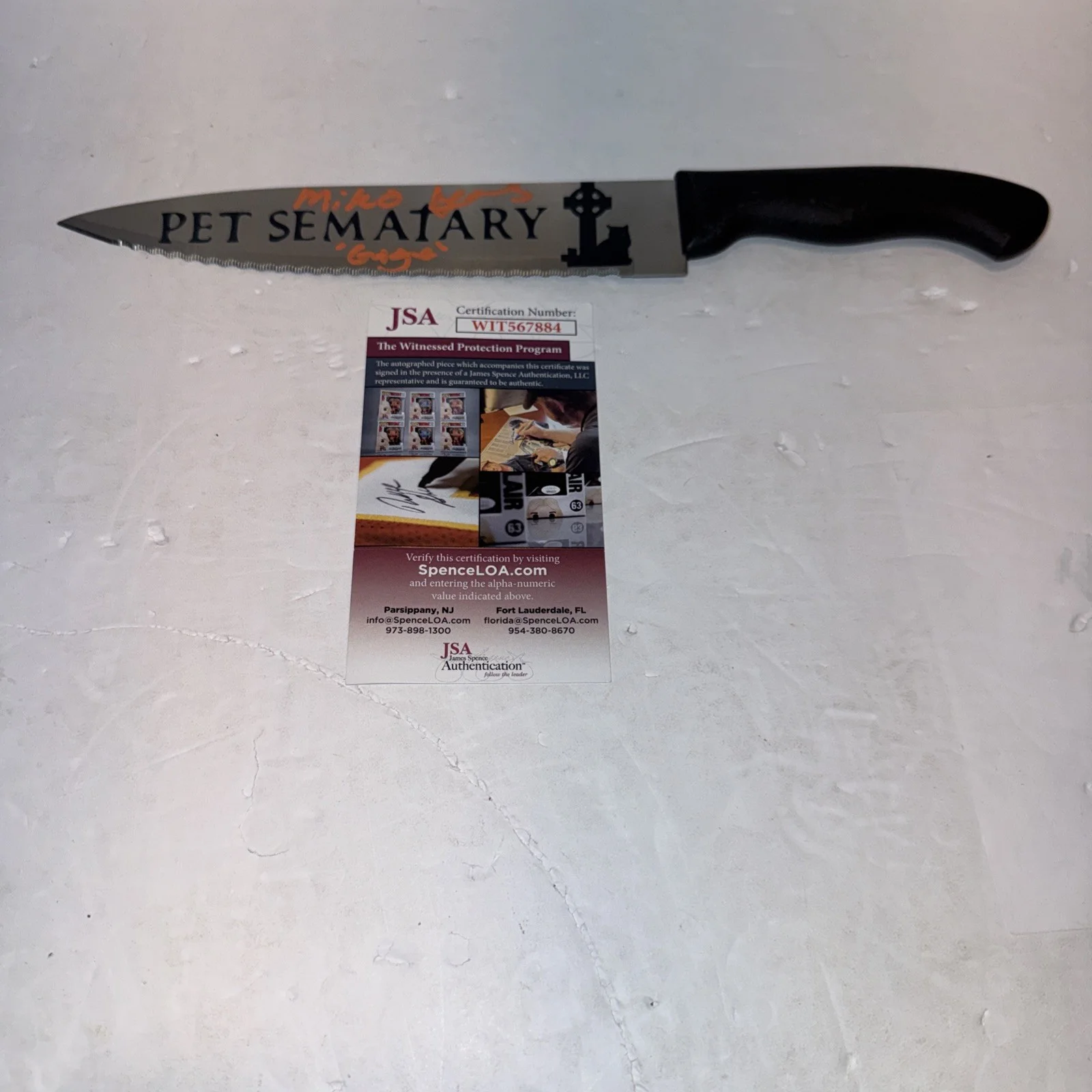 Miko Hughes Signed Pet Sematary "Gage" Knife - JSA Witnessed WIT567884, изображение 2