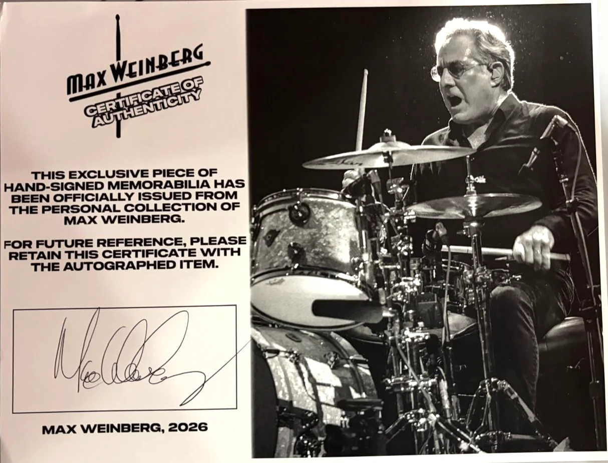 MAX WEINBERG SIGNED E STREET BAND 2024 TOUR STAGE USED DRUMHEAD SPRINGSTEEN COA, изображение 2