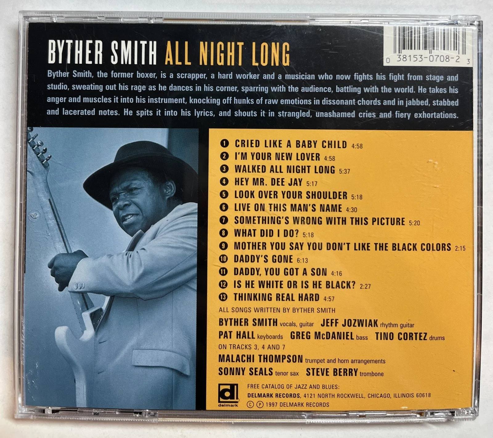 Byther Smith - All Night Long 1998 Signed Autographed CD Delmark Records VG RIP, image 2