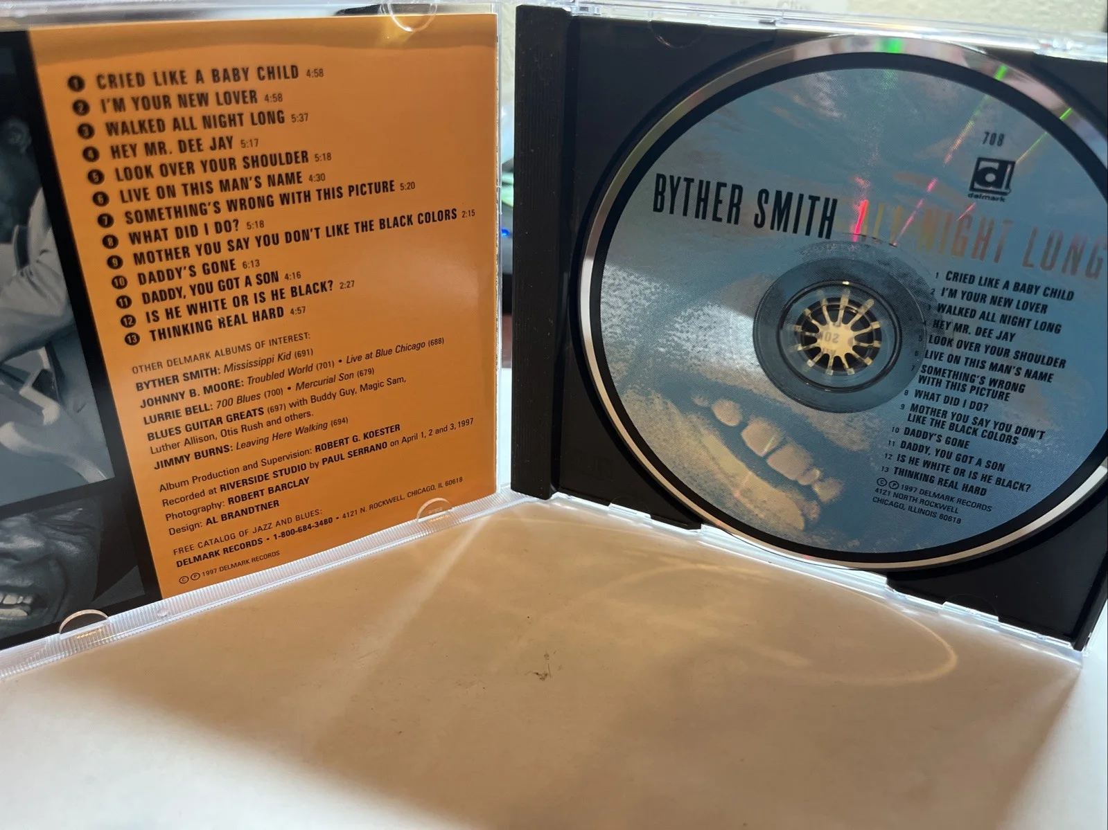 Byther Smith - All Night Long 1998 Signed Autographed CD Delmark Records VG RIP, image 3