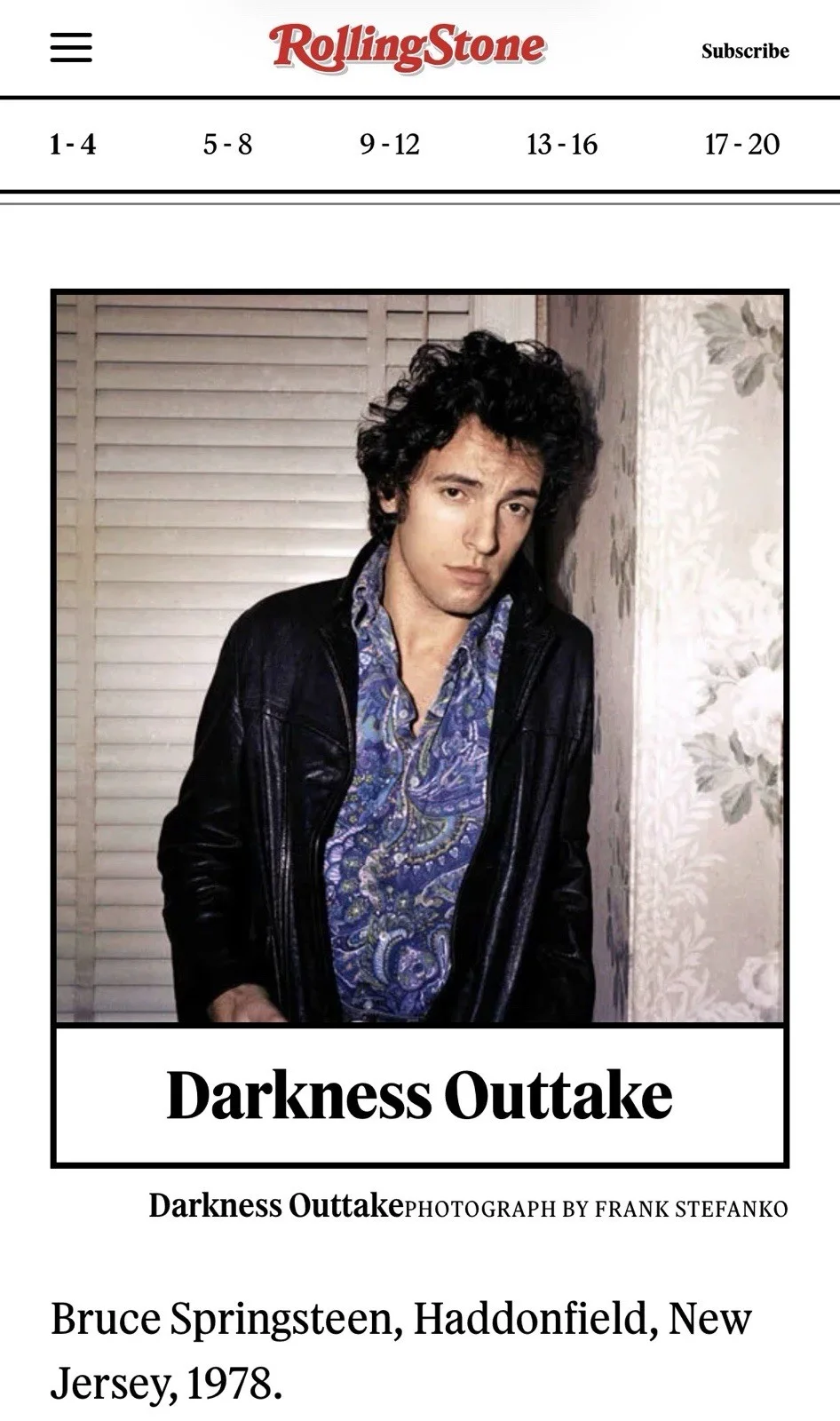 Frank Stefanko — BRUCE SPRINGSTEEN “Darkness” Outtake Photo From Frank Stefanko, image 2