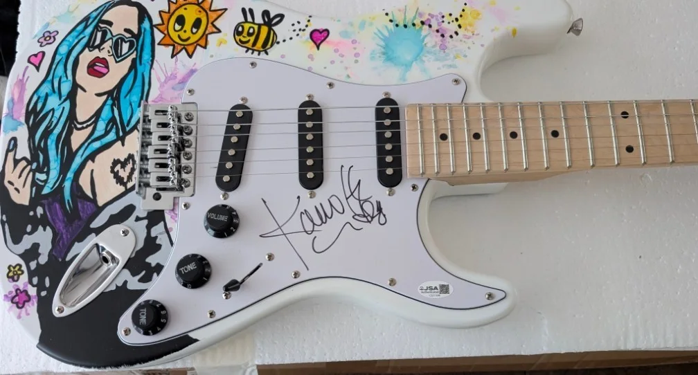 KAROL G signed PAINTED GUITAR JSA Coa Coachella, image 2